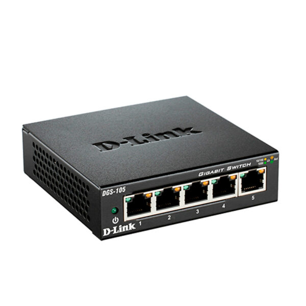 Switch D-Link DGS-105 con 5 puertos Gigabit y carcasa metálica