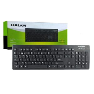 Teclado HALION HA-K116 USB alámbrico color negro con teclas completas